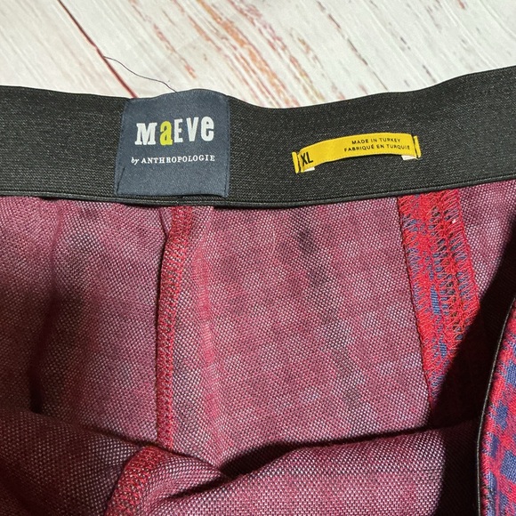 Maeve for Anthropologie red/blue plaid high-rise flare pull-on pants. Size XL. - Picture 3 of 10